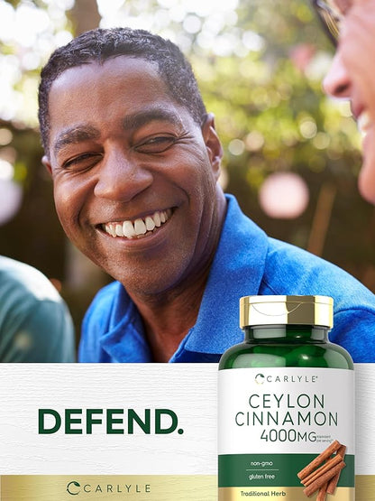 Carlyle Ceylon Cinnamon Capsules 4000 mg | 120 Count | Non-GMO & Gluten Free Supplement