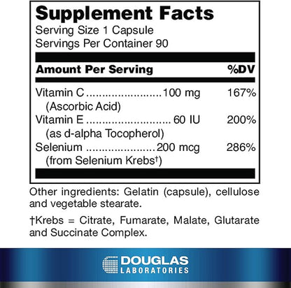 Douglas Laboratories Selenium Plus | Selenium Supplement with Vitamins E and C | 90 Capsules