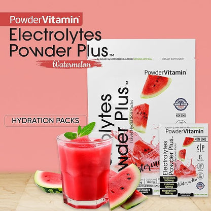 Electrolytes Powder Plus, Keto, Watermelon, Sugar Free, 1000mg Potassium, 120mg Calcium, 120mg Magnesium, Non-GMO, Zero Calories, 30 Hydration Packets