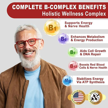 Vitamin B1 Gummies - Benfotiamine 500mg, Vitamin B1 B6 B12 Complex, 3.6X More Effective Than Thiamine, Carbohydrate & Energy Plus Healthy Nervous System, 2 Pack
