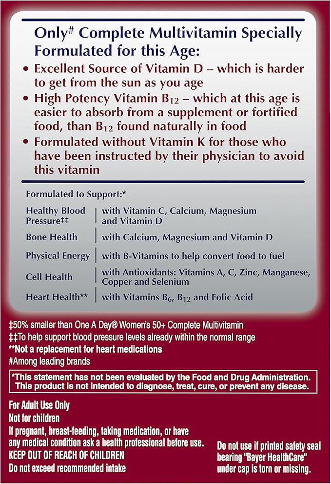 ONE A DAY Proactive 65+, Mens & Womens Multivitamin, Supplement with Vitamin A, Vitamin C, Vitamin D, and Zinc for Immune Health Support*, Calcium, Folic Acid & More, Tablet 150 Count (Pack of 2)