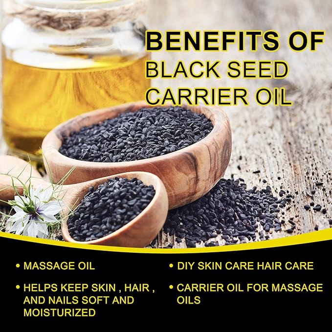 Black Seed Oil Organic Cold Pressed Organic Black Seed Oil 100% Pure And Natural Liquid, Enriched With High Tq & Dynamic Harmony Of Omegas 3 6 9 For Dry Damaged Hair Growth Skin Care Nourishment