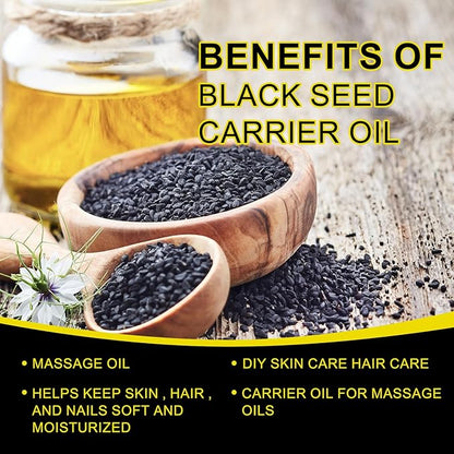 Black Seed Oil Organic Cold Pressed Organic Black Seed Oil 100% Pure And Natural Liquid, Enriched With High Tq & Dynamic Harmony Of Omegas 3 6 9 For Dry Damaged Hair Growth Skin Care Nourishment