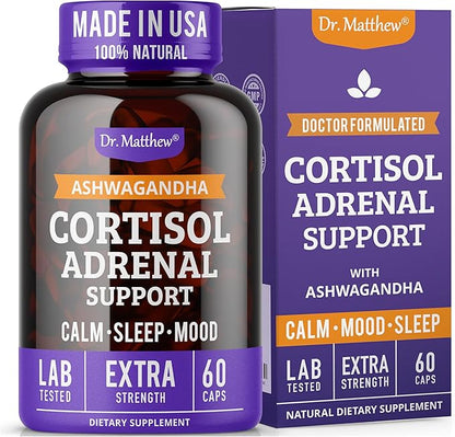 Dr. Matthew Cortisol Reducer Supplement for Women. Adrenal Support with Ashwagandha, Rhodiola & Ginseng – A Detox Cocktail to Lower Cortisol & Aid Relaxation, Calm and Restful Sleep