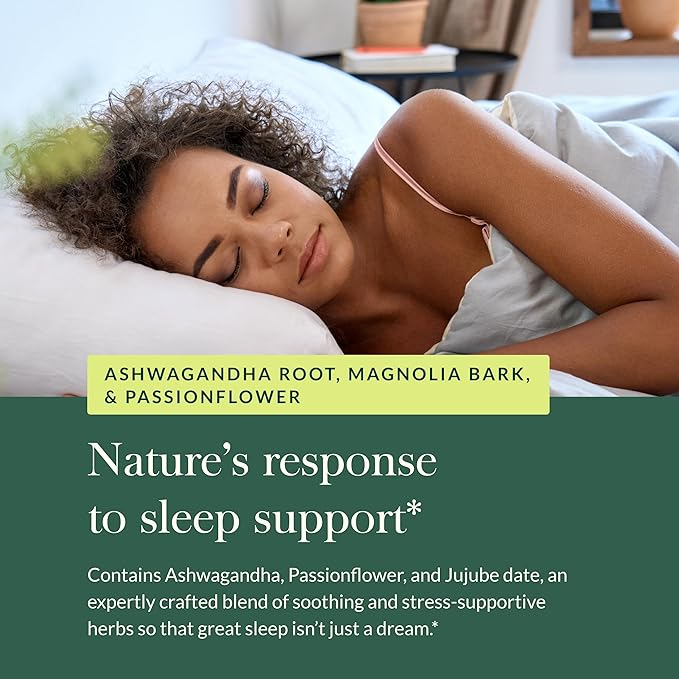 Gaia Herbs SleepThru - Natural Sleep Support Supplement with Organic Ashwagandha Root, Organic Magnolia Bark, Passionflower, and Jujube Date - 30 Vegan Liquid Phyto-Capsules (15-Day Supply)
