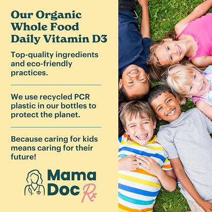 Certified Organic Kids and Teens Whole Food Vitamin D3 Chewables | 800 IU | Sugar Free, Vegan, Free of 9 Major Allergens | 2 Month Supply | Ages 3+