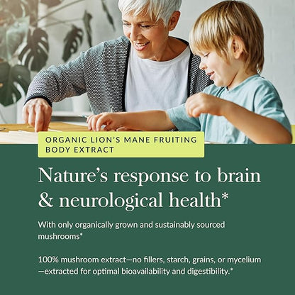 Gaia Herbs Lion’s Mane Mushroom - Brain & Nerve Health Support - 120 Vegan Capsules