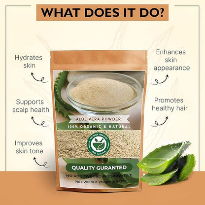 Aloe Vera Powder | Aloe barbadensis | Hair Care, Skin Care, and Natural Remedies (17.7 OZ | 500 gm)
