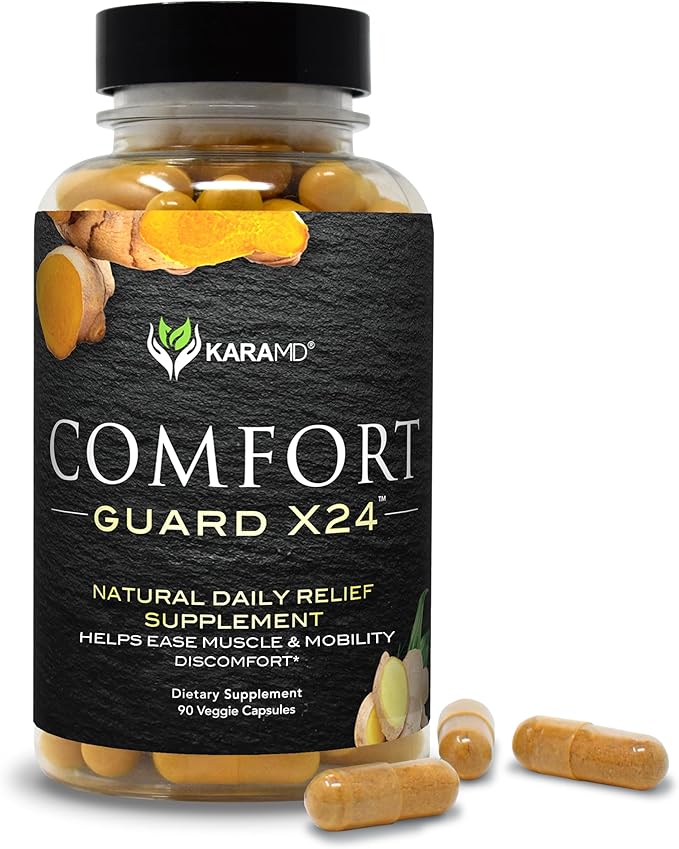 KaraMD Comfort Guard X24 | Joint & Movement Support Supplement | Turmeric Curcumin, Boswellia & Ginger | Ease Muscle Discomfort & Joint Stiffness | Non-GMO, Gluten Free & Vegan Friendly (30 Servings)