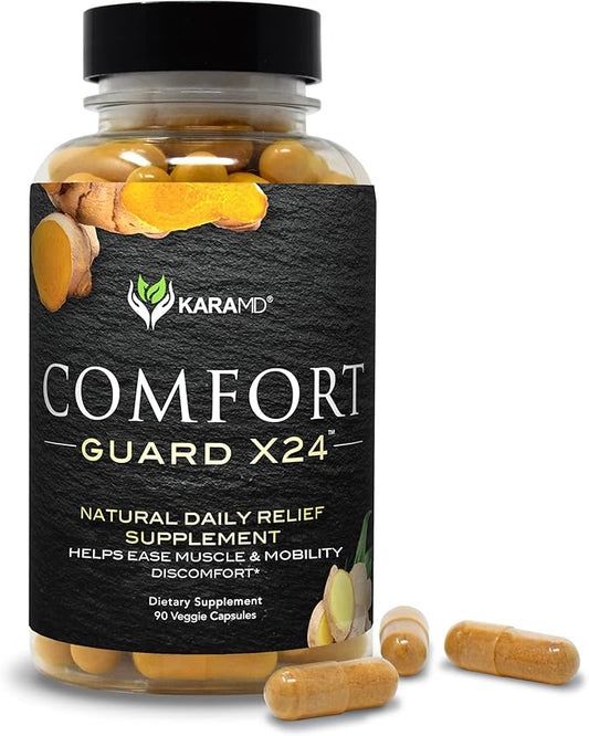KaraMD Comfort Guard X24 | Joint & Movement Support Supplement | Turmeric Curcumin, Boswellia & Ginger | Ease Muscle Discomfort & Joint Stiffness | Non-GMO, Gluten Free & Vegan Friendly (30 Servings)