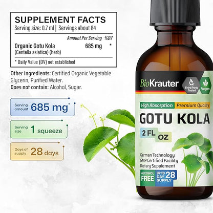 BIO KRAUTER Gotu Kola Tincture 2 Fl. Oz. & Bacopa Tincture 2 Fl. Oz.