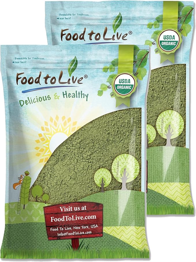 Food to Live Organic Alfalfa Powder, 10 Pounds - Non-GMO, Raw Dried Whole Young Leaves, Vegan, Bulk, Great for Baking, Juices, Smoothies, Shakes, Tea, and Drinks. for Dietary Fiber and Protein