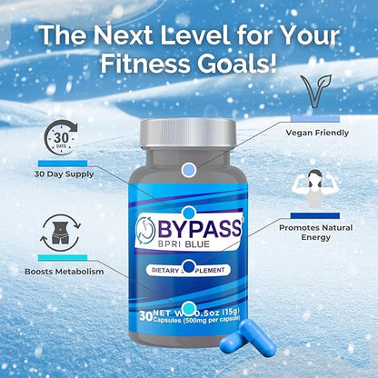 Bypass BPRI Blue - Next Step in The BPRI Series - 30 Caps - Featuring Aloe Vera, Ginger, Sarsaparilla Root, Green Tea, Dandelion, Horsetail, and More - 500mg per Capsule.