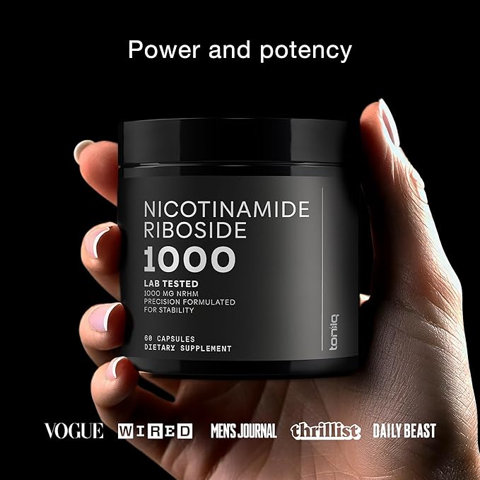 Nicotinamide Riboside 1000 mg – High-Potency NR Supplement & NAD Supplement – Stabilized NRHM Formula - 60 Vegan Capsules – Third-Party Tested