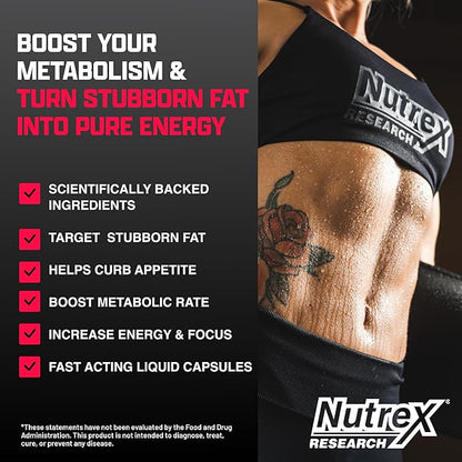 Nutrex Lipo-6 Black Max Strength Fat Burner - Fast Acting Energy, Weight Loss Diet Pills – Appetite Suppressant, Metabolism Booster - 120 Capsules