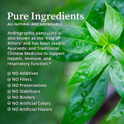 BioPure Andrographis – Organic Herbal Extract of Andrographis paniculata with Andrographolides for Immune System, Liver Health, Respiratory Support, Microbiome Balance, & Overall Wellness – 2 fl oz