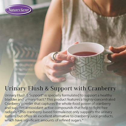 Nature's Secret Urinary Flush & Support with Cranberry Promotes Healthy Bladder & Urinary Tract - 8 Botanical Concentrate Blends to Flush & Soothe - Healthy Elimination & Detoxification - 60 Capsules