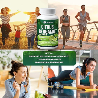 25x Concentrated Citrus Bergamot Extract Capsules, 150 Veggie Capsules, Citrus Bergamot 1000mg Capsules, Non-GMO, Gluten-Free, All Natural, Vegetarian Capsules