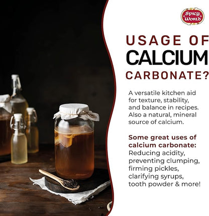 Spicy World Calcium Carbonate Powder 14oz - Dietary Supplement, Food Preservative, Acid Neutralizer