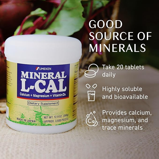 Mineral L-Cal, Calcium with Vitamin D3 In Ball Format, Enriched with Magnesium and Minerals, Water Soluble and Fast Absorbing, Calcium Magnesium D3 Supplement, 3,600 Balls & 360g per Bottle, Pack of 1