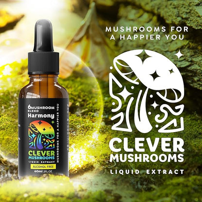 6 Blend Mushroom Liquid Extract, US Grown Mushrooms Alcohol Free, Natural Energy, Cognitive Support, Immunity Boost,100% Fruit Bodies, Lion's Mane, Cordyceps, Reishi, Chaga, Turkey Tail (1 fl oz)