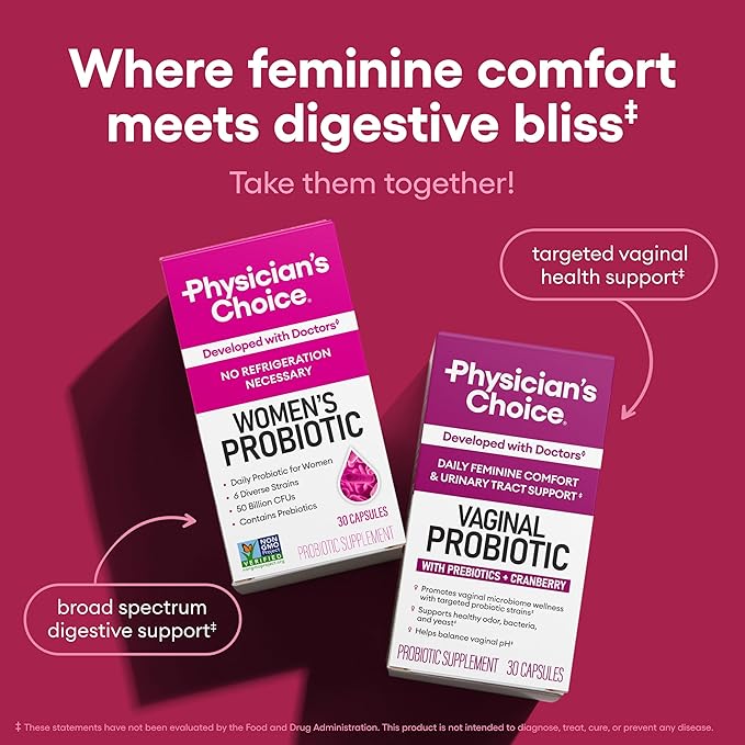 Physician's Choice Probiotics for Women - PH Balance, Digestive, UT, & Feminine Health - 50 Billion CFU - 6 Unique Strains for Women - Organic Prebiotics, Cranberry Extract+ - Womens Probiotic - 84 CT