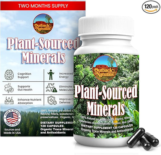 Fulvic Humic Mineral Blend of Plant-Sourced Trace Minerals, Electrolytes, Gut Health, Cognitive & Immune Support, Pure Vitality Formula for Strength - - 120 Capsules