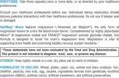 XYMOGEN OptiMag Neuro - Magnesium L Threonate Supplement with Chelated Magnesium Lysinate Glycinate - Support Brain Health & Relaxation (90 Capsules)
