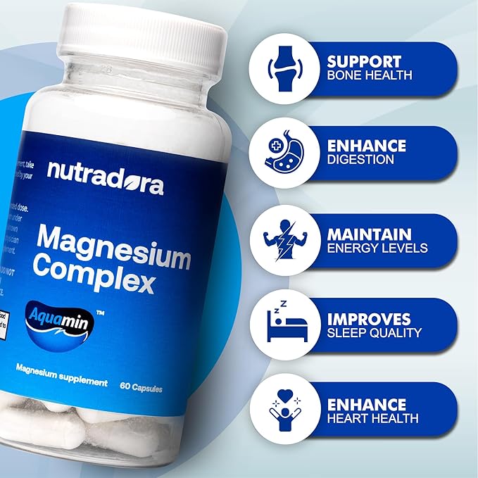 Magnesium Complex Supplement 500mg for Men & Women - Magnesium Glycinate & Oxide for Better Sleep, Muscle, & Heart Health, Formulated in USA, 60 Capsules (Pack of 1)