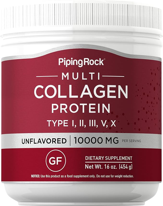 Piping Rock Multi Collagen Protein Powder | 16 oz Unflavored | 10,000mg Peptides Complex | Type i, ii, iii, v, x | Gluten Free, Non-GMO Supplement
