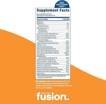 Bariatric Fusion Bariatric Multivitamin Soft Chew | Tropical Fruit Flavor | Chewy for Post Bariatric Surgery Patients Including Gastric Bypass and Sleeve Gastrectomy | 60 Count | 1 Month Supply