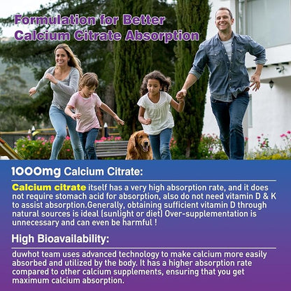 Calcium Citrate Gummies, Chewable Calcium Citrate 1000mg for Bone, Muscle & Immune Support, Ultimate Absorption Calcium Supplements for Women & Men, Blueberry,120 Chews