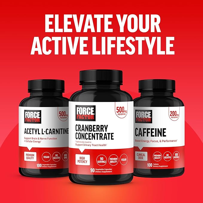 FORCE FACTOR Cranberry Concentrate, Cranberry Pills for Women and Men to Support Urinary Tract Health, High-Potency Cranberry Extract, Vegan Friendly, 90 Capsules