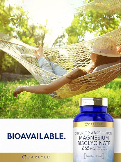 Carlyle Buffered Magnesium Bisglycinate 665 mg | 250 Capsules | Chelated Essential Mineral | Non-GMO and Gluten Free Supplement