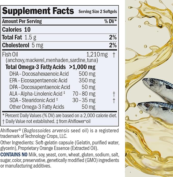 ANDREW LESSMAN Maximum Essential Omega-3 Orange - 180 Softgels - Ultra-Pure, High Potency Omega-3 Oils. High DHA, No Stomach Upset, No Contaminants, No Mercury. Small Easy to Swallow Softgels