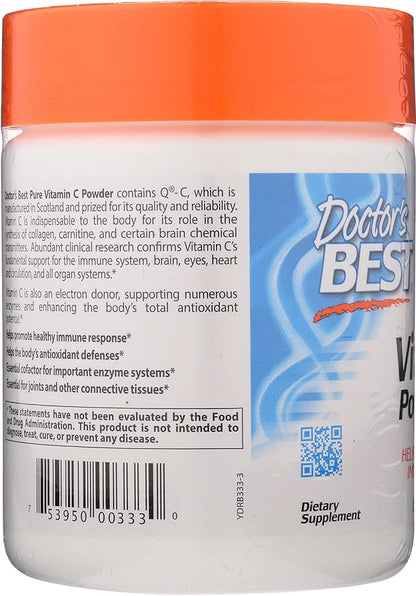 Doctors Best Vitamin C with Quali-C Powder, Non-GMO, Vegan, 250 Grams (Pack of 1)