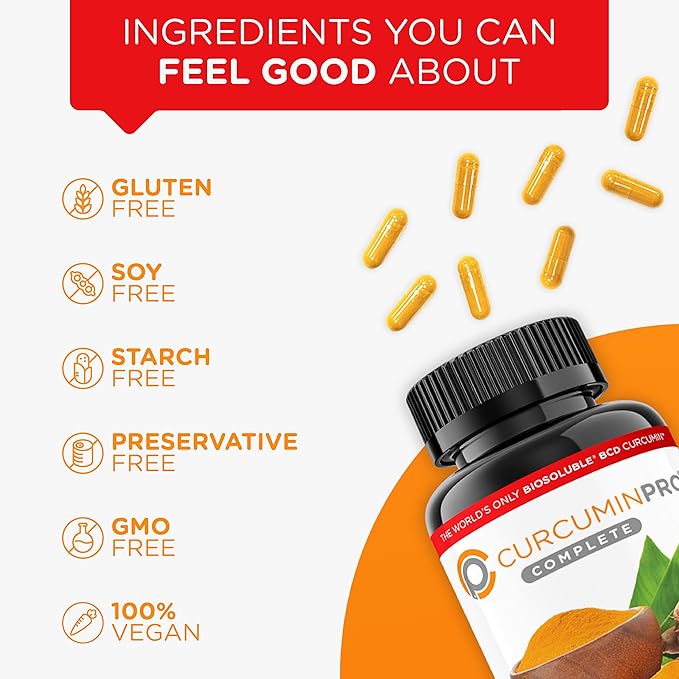 curcuminpro Complete BCD | World's Only BioSoluble Vegan Beta Cyclodextrin & Organic Turmeric Curcumin | Natural Joint & Muscle Support | Vegan | 60 Count