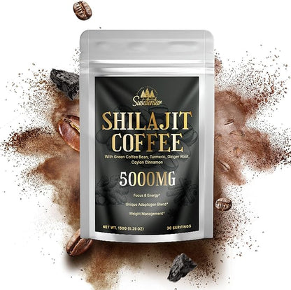 Liquid Liposomal Fulvic Humic Acid Supplement & 5000MG Shilajit Coffee for Focus, Energy