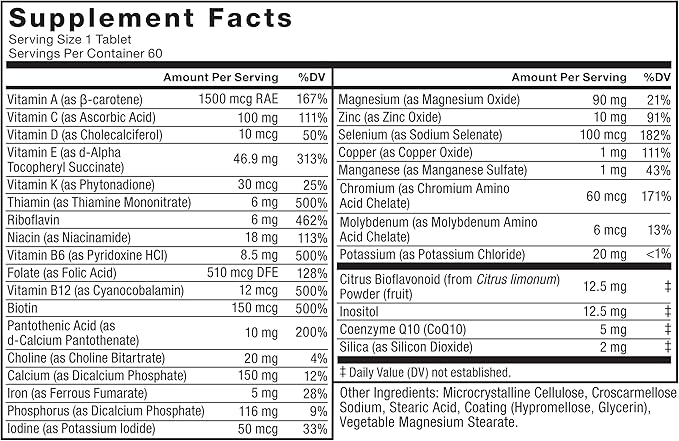 Force Factor Men’s Multivitamin 50 Plus, Multivitamin for Men with 26 Vitamins and Minerals, and Phytonutrients to Support Energy, Immunity, and Muscle Function, 60 Tablets