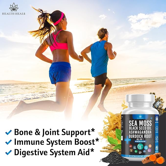 Sea Moss Black Seed Oil Ashwagandha Bladderwrack Burdock - 120 Count