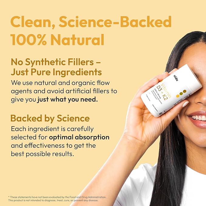 D3 K2 Vitamin 5,000 IU (125 mcg) + MK-7 (180 mcg) Natural Supplement | Bone, Heart, & Immune Support | Enhances Calcium Absorption | Women & Men | Vegan | 60 Servings