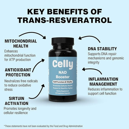 Trans-Resveratrol 400mg | Longevity Supplement for Healthy Aging and Cellular Health | High Absorption for Maximum Benefit | 30 Servings | Non-GMO & 3rd Party Tested