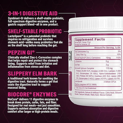 PEScience Complete-GI Gut Health Powder, Raspberry, Probiotics for Women and Men, Digestive Enzymes, Prebiotic Fiber, L Glutamine, Zinc Carnosine, 30 Servings