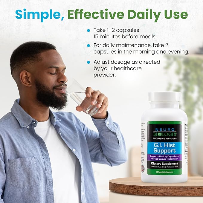GI Hist Support - Histamine Blocker with Vitamin C, Quercetin, Bromelain & More – Immune Support Supplement to Help Promote Histamine Breakdown & Digestive Comfort - Helps Ease Meal-Related Discomfort