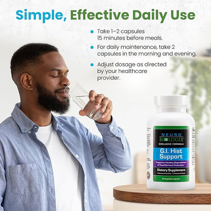 GI Hist Support - Histamine Blocker with Vitamin C, Quercetin, Bromelain & More – Immune Support Supplement to Help Promote Histamine Breakdown & Digestive Comfort - Helps Ease Meal-Related Discomfort