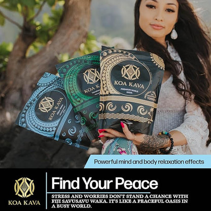 Koa Kava Premium Sample Kit: Medium Grind Tongan, Vanuatu Waka and Fijian Waka Kava Powder