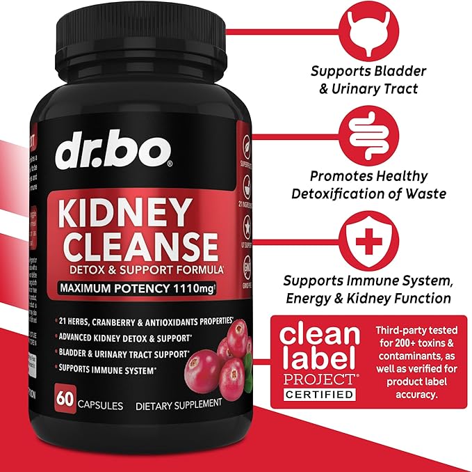 Kidney Cleanse & D Mannose Supplements - Kidney Detox Support Supplement, D-Mannose 500mg 1000mg Capsules - DMannose & Natural Cranberry to Support Kidneys, Bladder & Urinary Tract Health Supplements