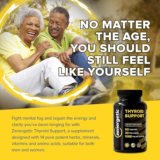 Thyroid Support Supplement with L Tyrosine & Iodine │ Focus, Clarity, Energy & Metabolism │ Ashwagandha, Vitamin B-12, Magnesium, Schisandra │ Hormonal Balance for Women & Men │ Non GMO