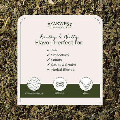 Starwest Botanicals Organic Alfalfa Leaf - Dried Loose Leaf Herb for Nutrition, Use in Tea, Juice, & Smoothies, Cut & Sifted, Certified Kosher, Non-GMO - Bulk 1 lb Bag