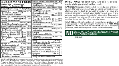 Nature's Truth Multivitamin for Men Adult | with Iron, Vitamins A, C, D & E | 100 Caplets | Non-GMO & Gluten Free